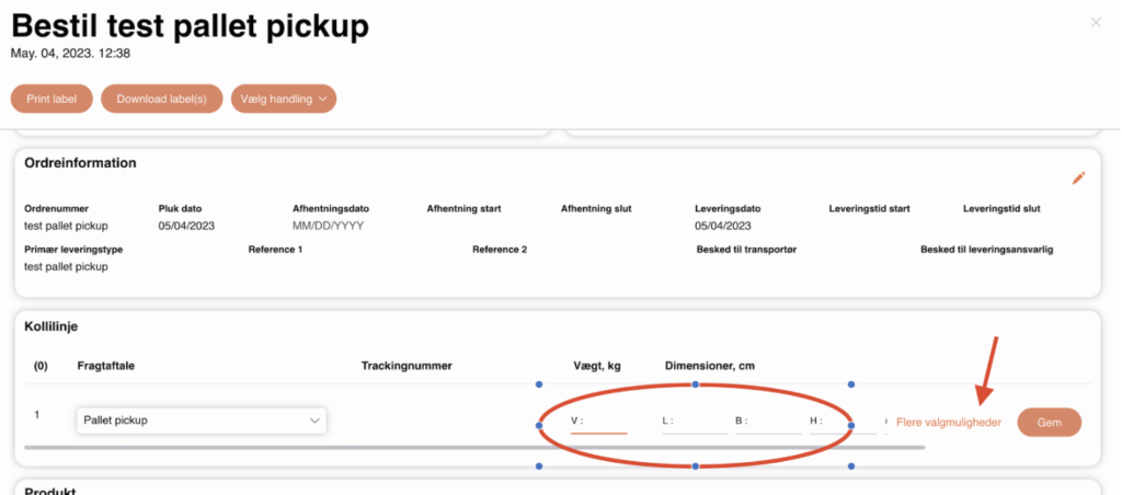 Logisnap, fragtplatform, afhentning af palleforsendelse