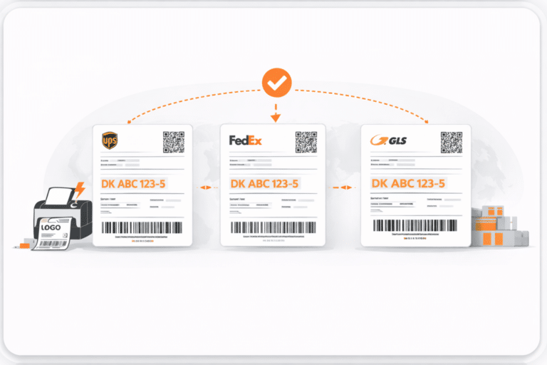 Shipping labels for UPS, FedEx, and GLS